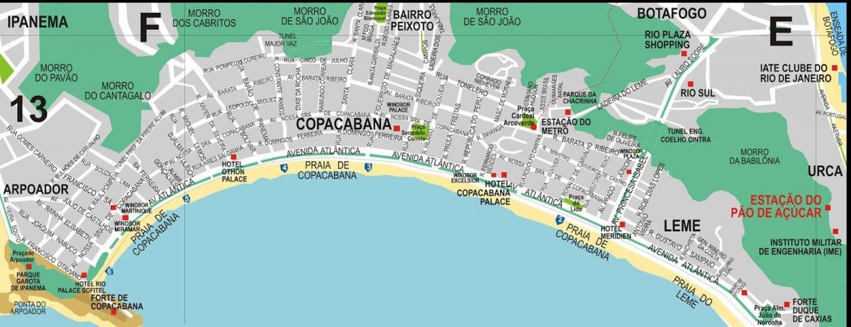 Mapa Leme pláže