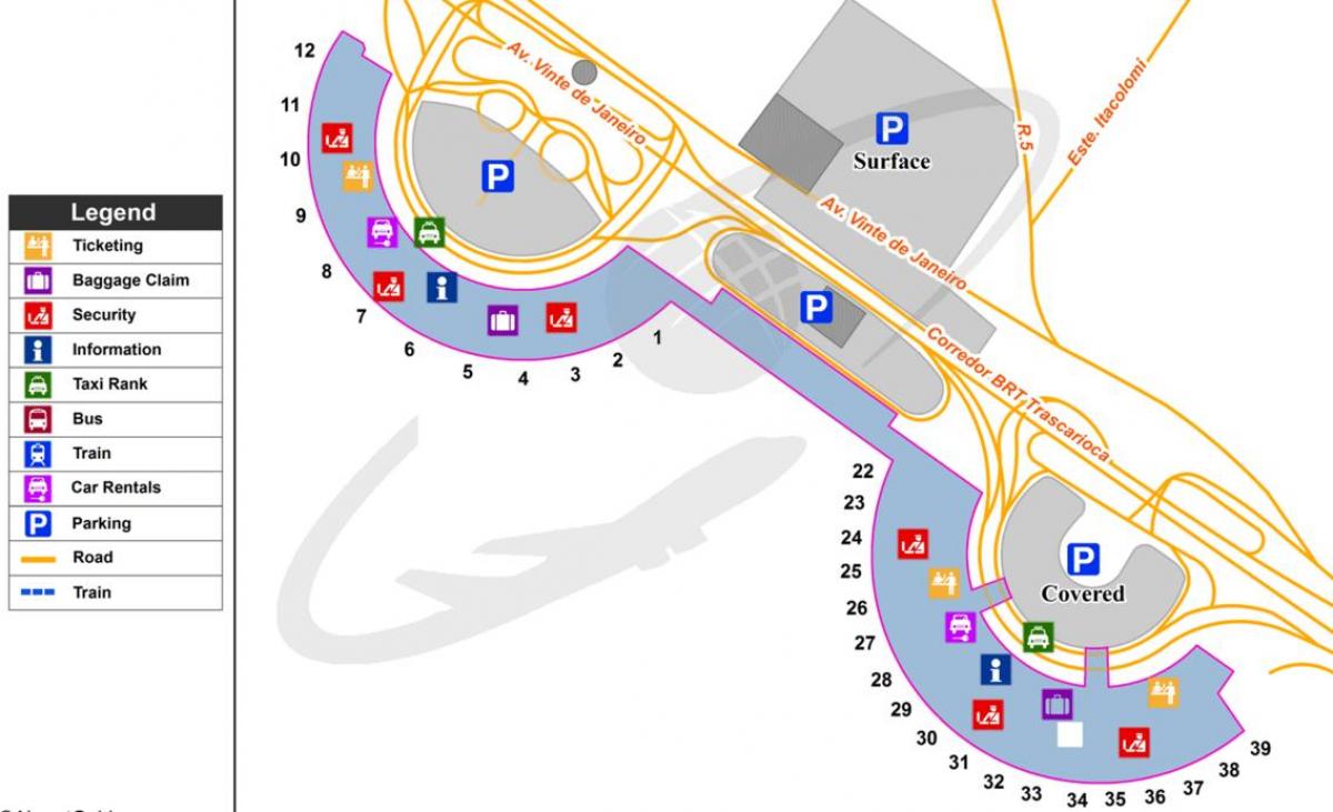 Mapa Medzinárodné letisko v Rio de Janeiro