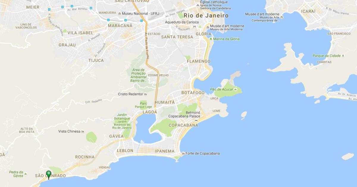 Mapa pláž Sao Conrado