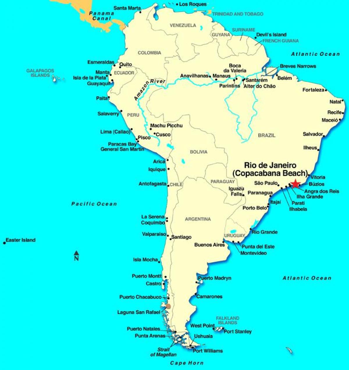 Mapa Rio de Janeiro, v Južnej Amerike