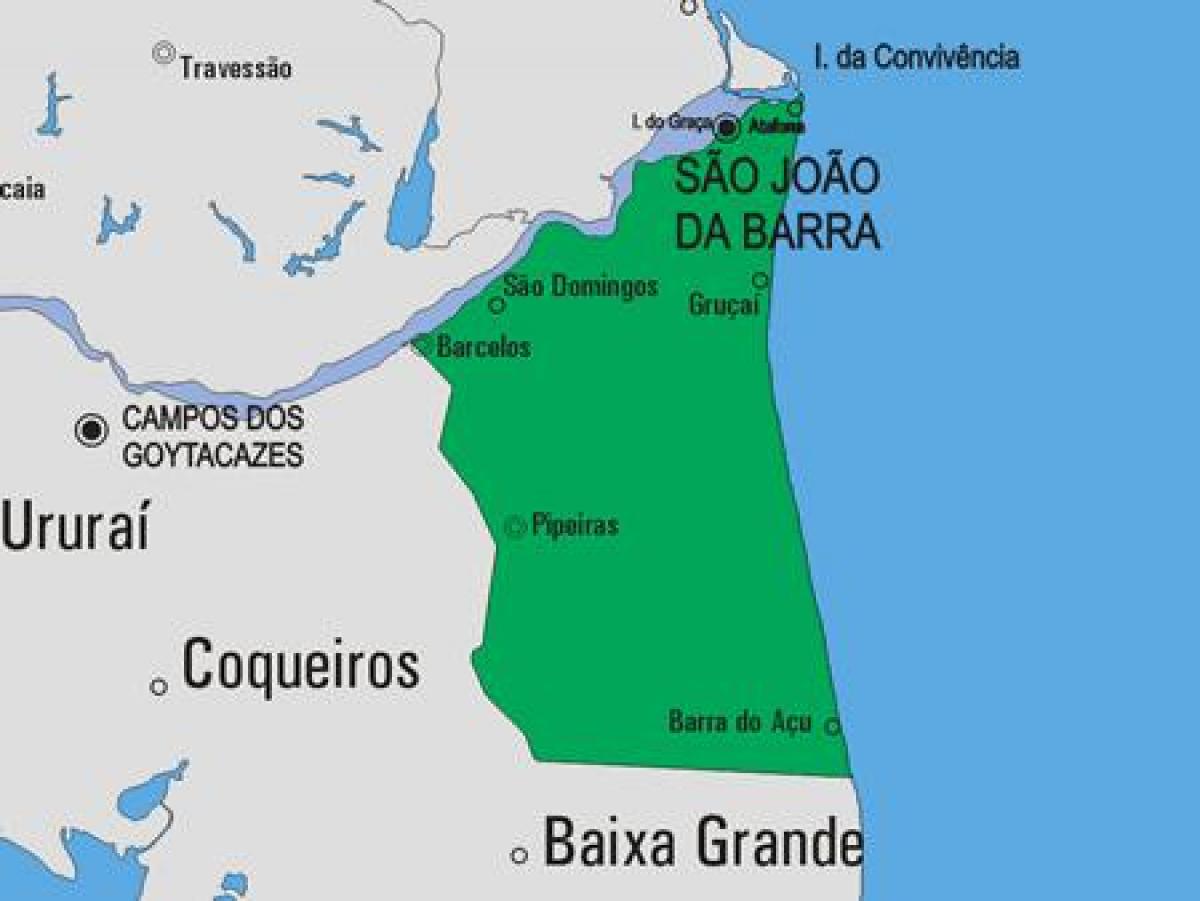 Mapa z São João da Barra obce