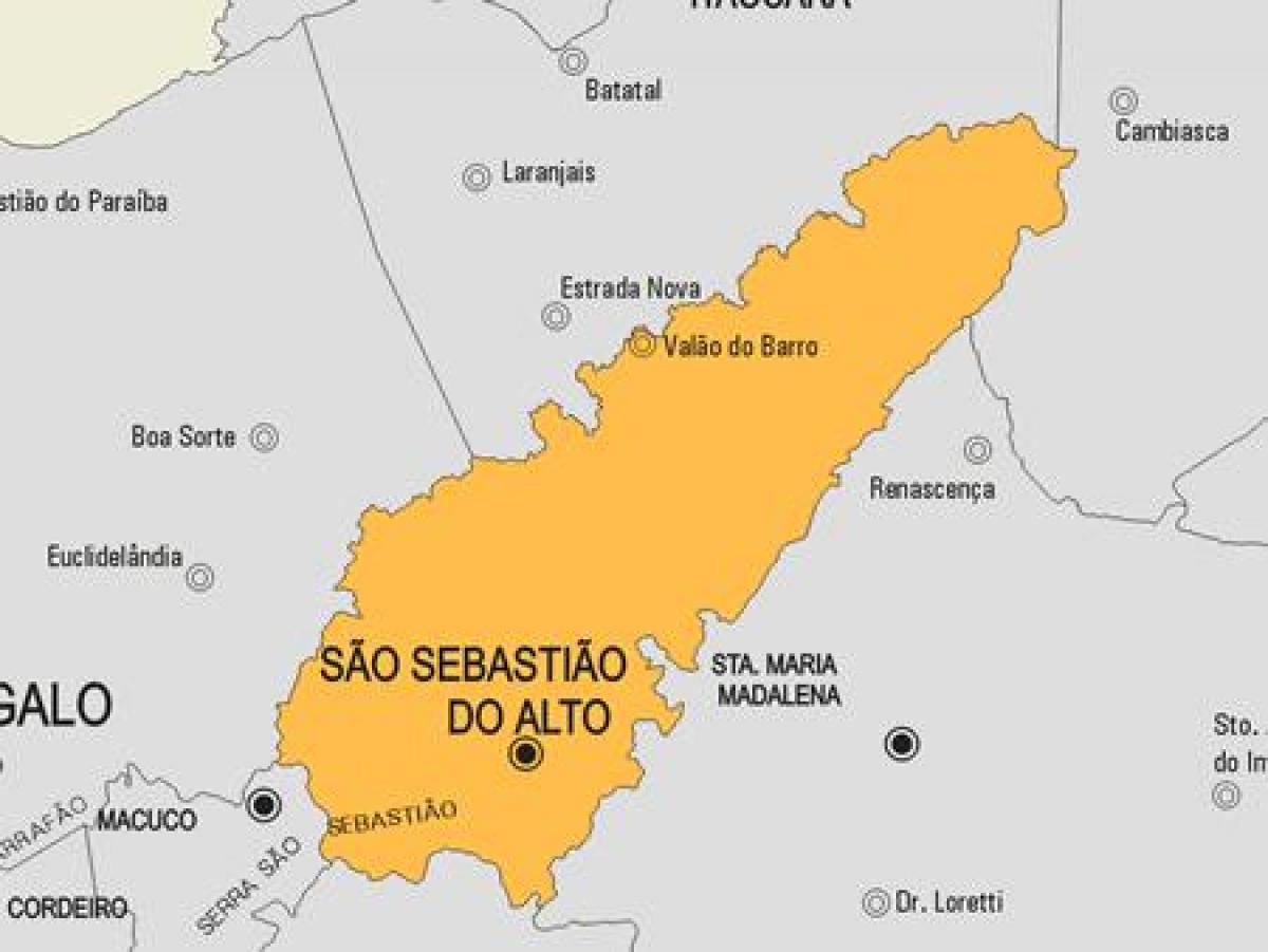 Mapa z São Sebastião robiť Alto obce