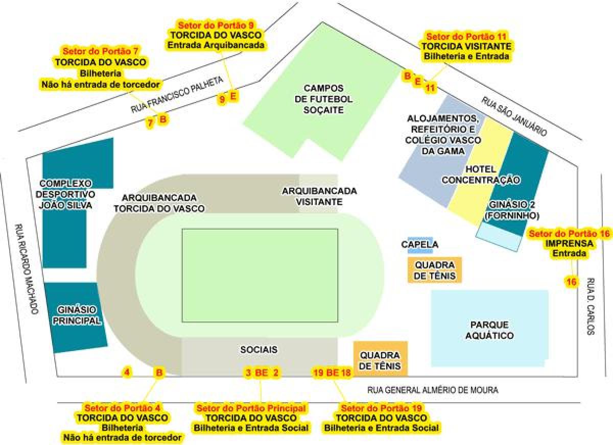 Mapa štadióne Svätý Januário