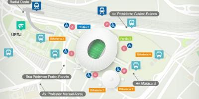 Mapa štadión Maracanã accès