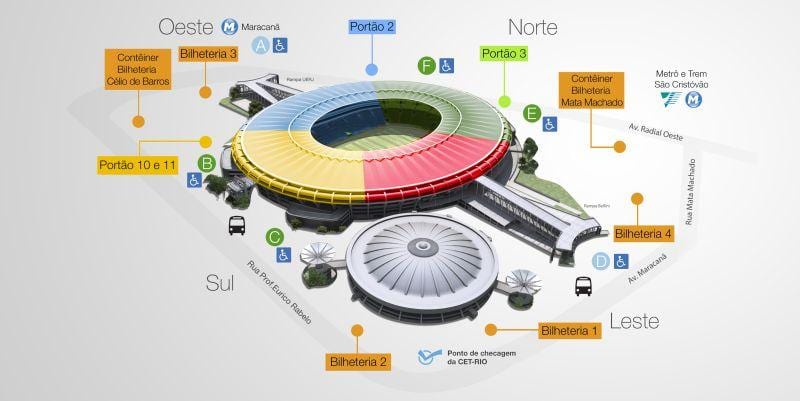 Mapa štadión Maracana