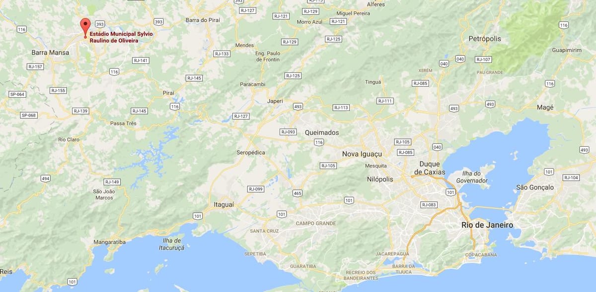 Mapa štadión Raulino de Oliveira