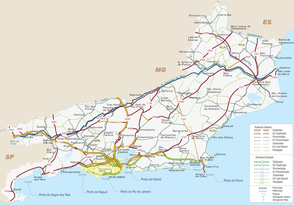 Mapa diaľnice Rio de Janeiro