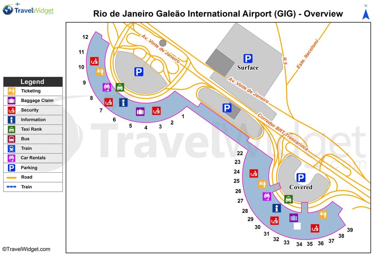Mapa Galeão letisku