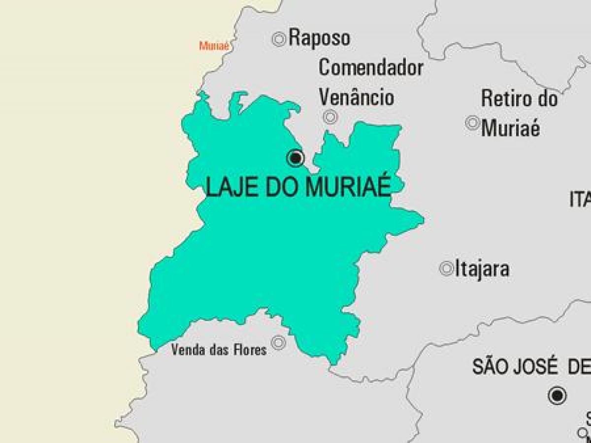 Mapa Laje robiť Muriaé obce