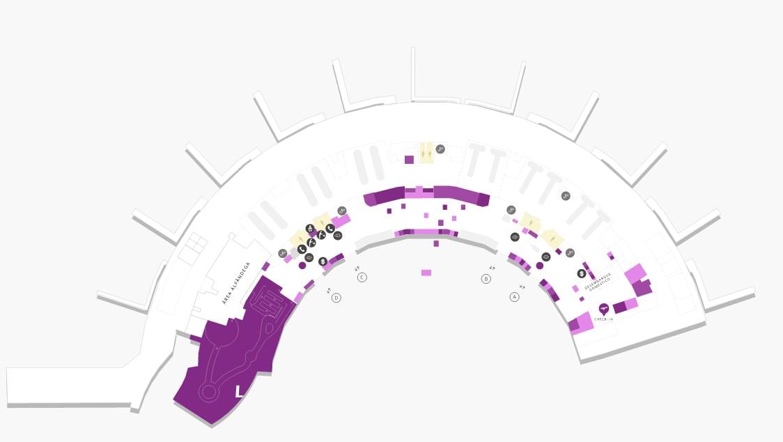 Mapa letiska Galeão Terminál 2, Úroveň 0