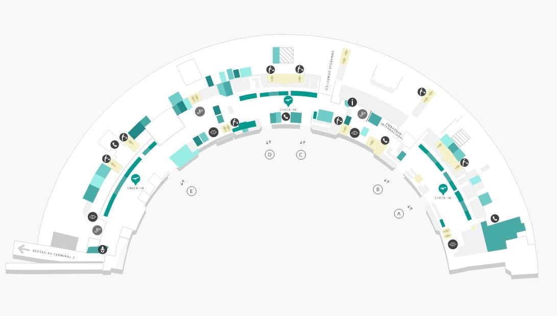 Mapa letiska Galeão Terminálu 1 Úroveň 1