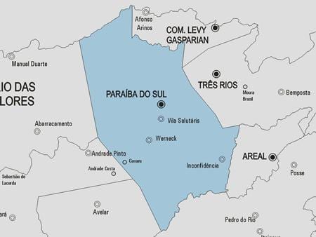 Mapa Paraíba robiť Sul obce
