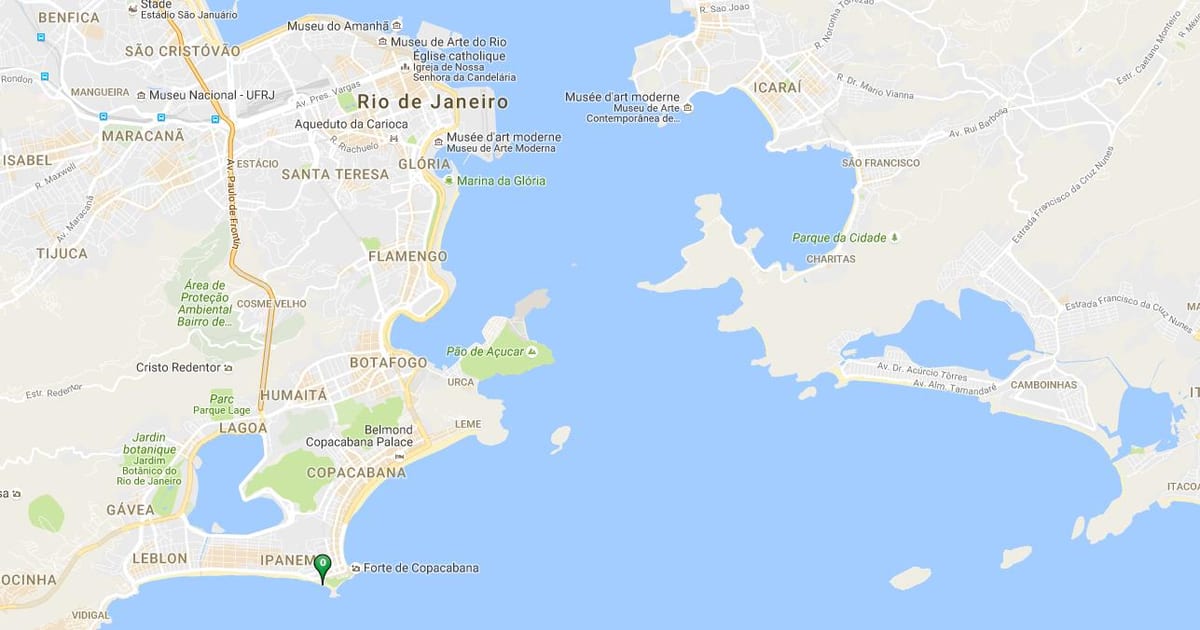 Mapa pláž Arpoador