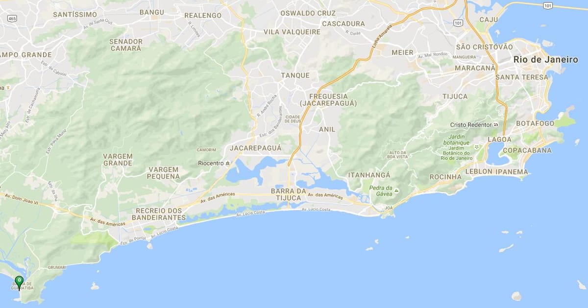 Mapa pláži v Barra de Guaratiba