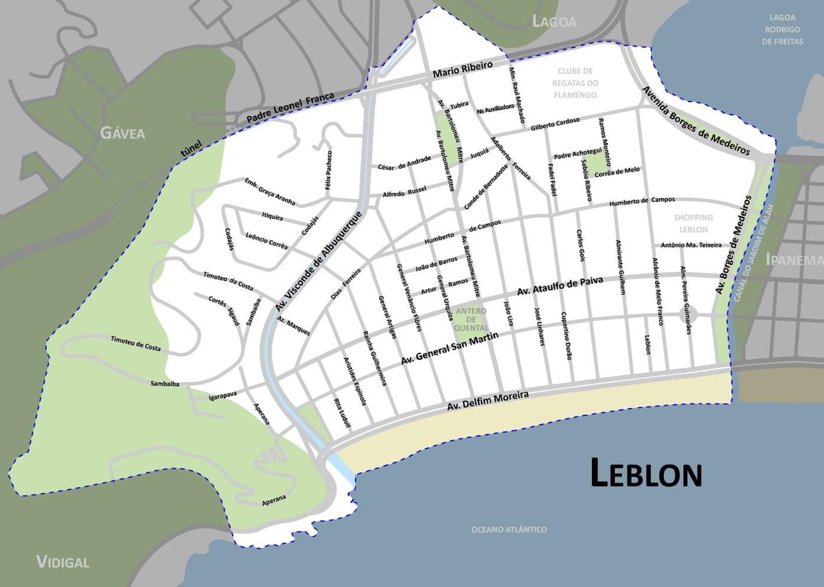 Mapa pláž Leblon