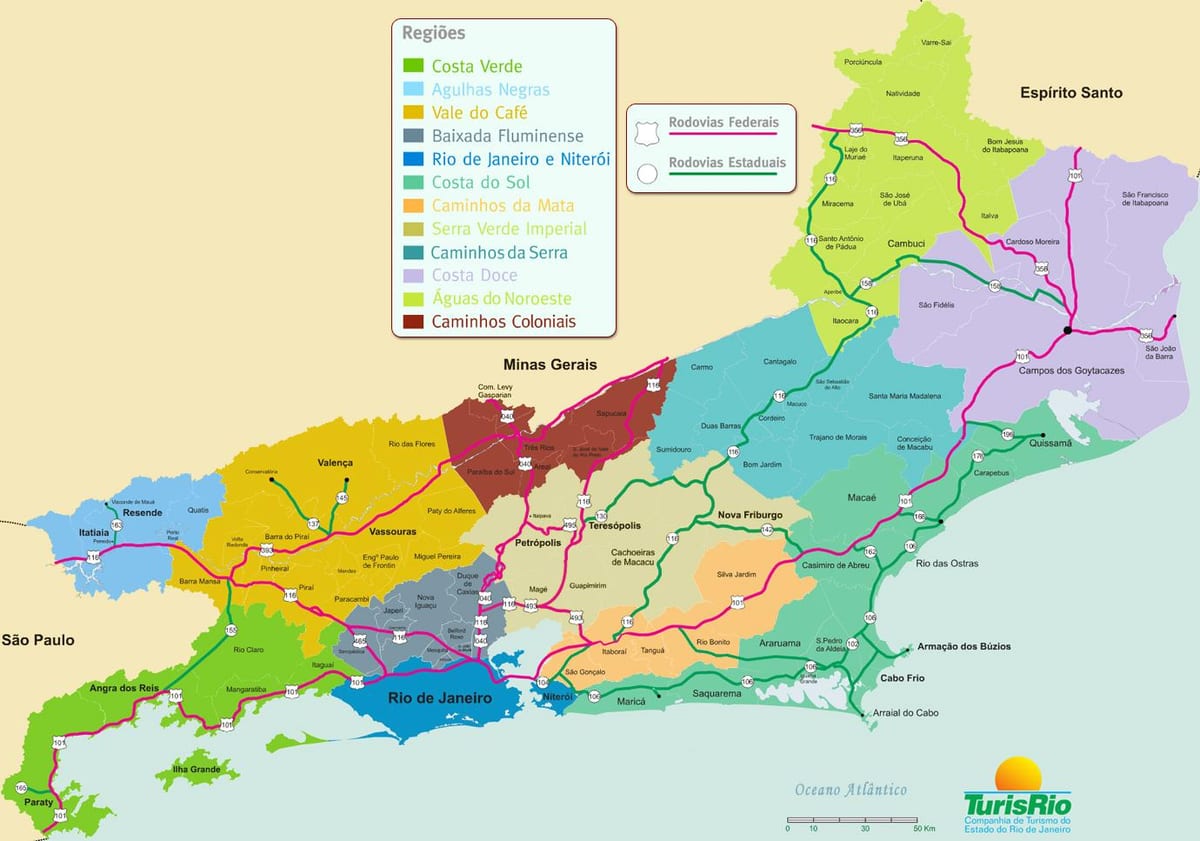 Mapa krajov štátu Rio de Janeiro