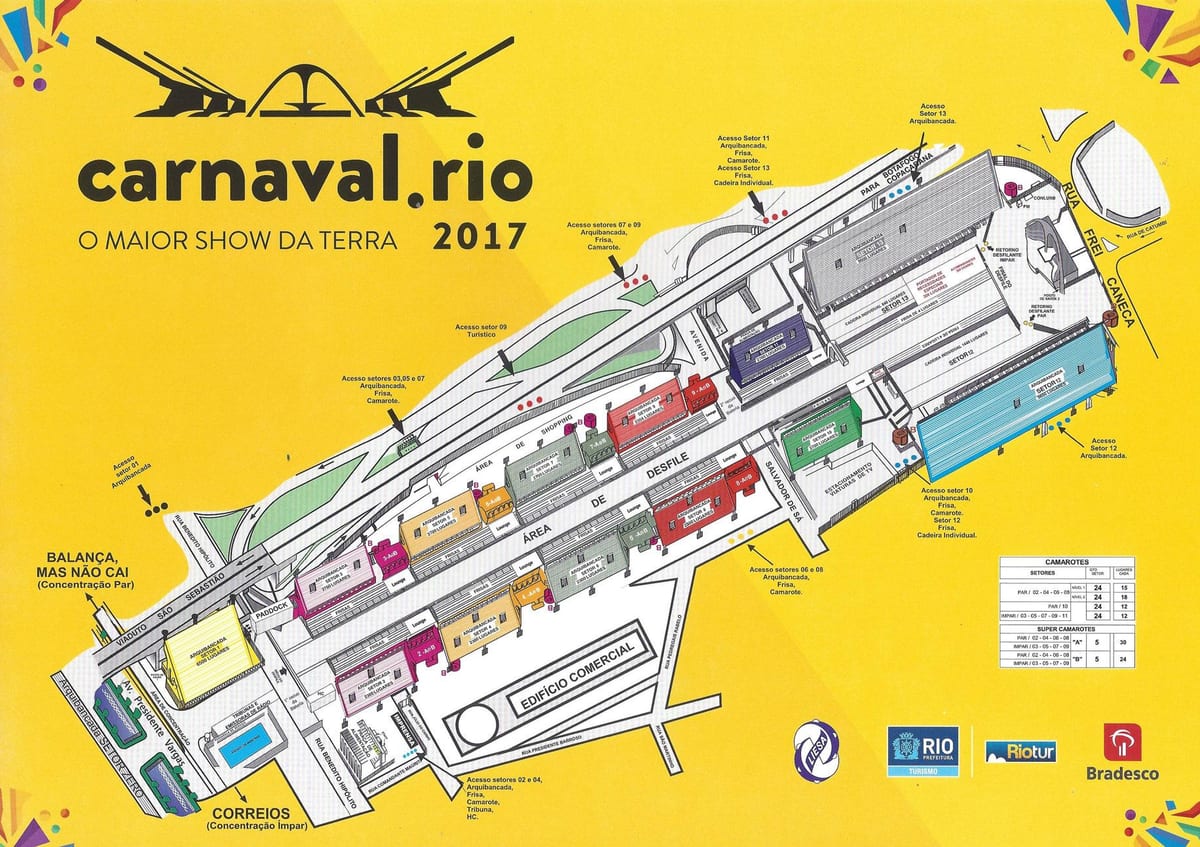 Mapa Sambodrome Marques de Sapucaí