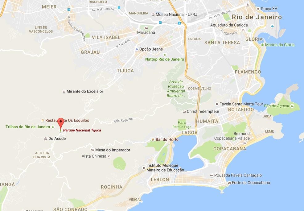 Mapa národného parku Tijuca