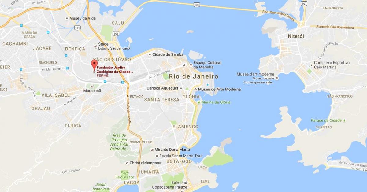 Mapa zoologická záhrada v Rio de Janeiro