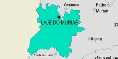 Mapa Laje robiť Muriaé obce