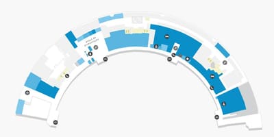 Mapa letiska Galeão Terminálu 1 Úroveň 2