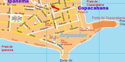 Mapa pláž Arpoador