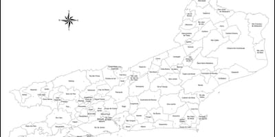 Mapa Rio de Janeiro, čierna a biela