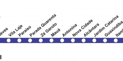 Mapa Rio de Janeiro metro - Linka 3 (blue)